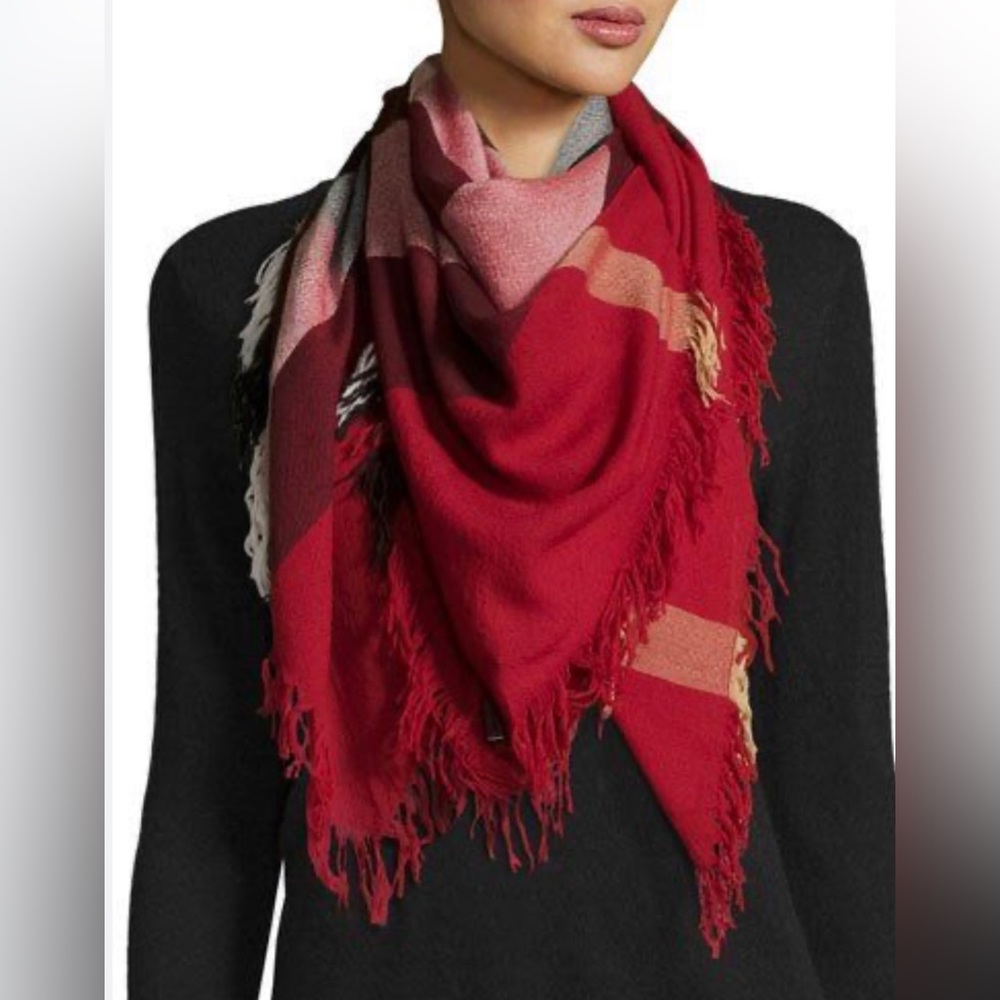 Burberry Parade Color Check Wool Square Scarf